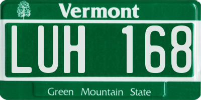 VT license plate LUH168