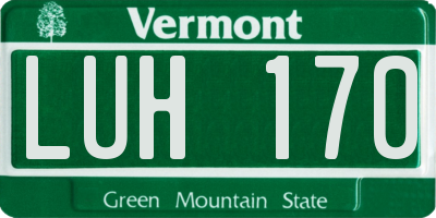 VT license plate LUH170