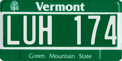 VT license plate LUH174