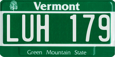 VT license plate LUH179