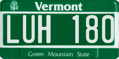 VT license plate LUH180