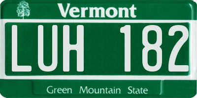 VT license plate LUH182