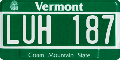 VT license plate LUH187
