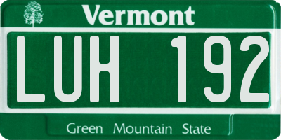 VT license plate LUH192