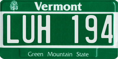 VT license plate LUH194