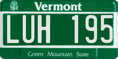VT license plate LUH195