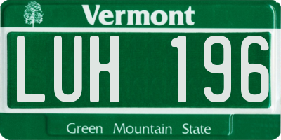 VT license plate LUH196