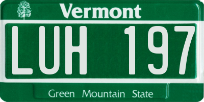 VT license plate LUH197