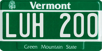 VT license plate LUH200