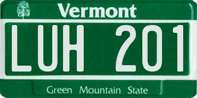 VT license plate LUH201