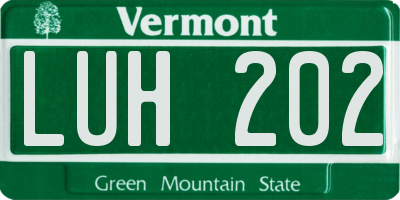 VT license plate LUH202