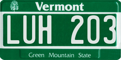 VT license plate LUH203