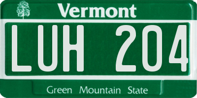 VT license plate LUH204