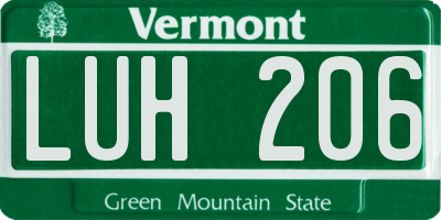 VT license plate LUH206