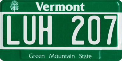VT license plate LUH207