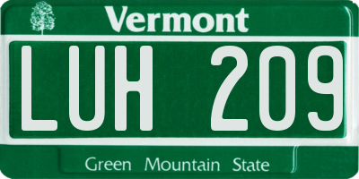 VT license plate LUH209