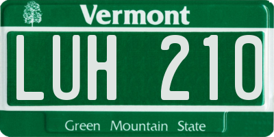 VT license plate LUH210