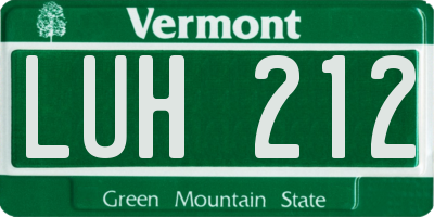 VT license plate LUH212