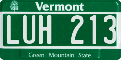 VT license plate LUH213