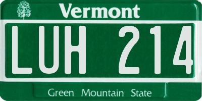 VT license plate LUH214