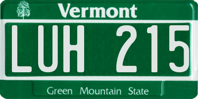 VT license plate LUH215
