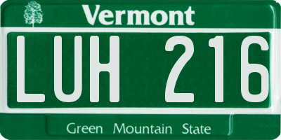 VT license plate LUH216