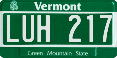 VT license plate LUH217