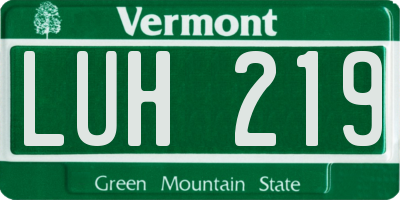 VT license plate LUH219