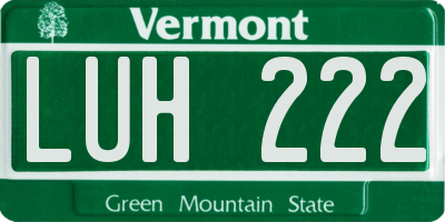 VT license plate LUH222