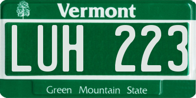 VT license plate LUH223