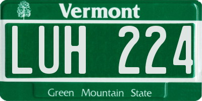 VT license plate LUH224