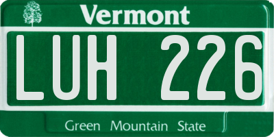 VT license plate LUH226