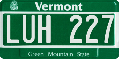 VT license plate LUH227