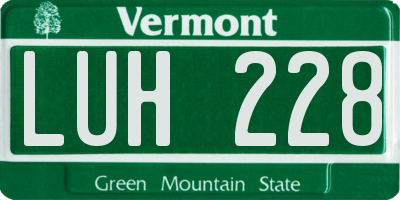 VT license plate LUH228