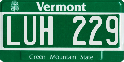 VT license plate LUH229