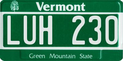 VT license plate LUH230