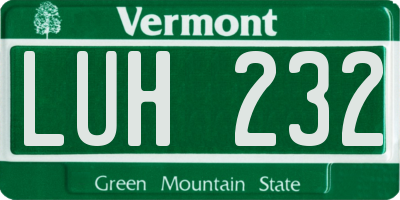 VT license plate LUH232