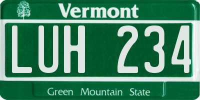 VT license plate LUH234