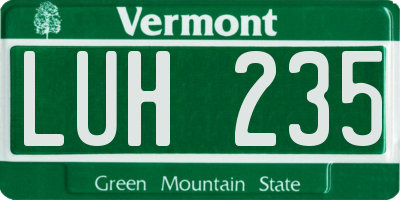 VT license plate LUH235