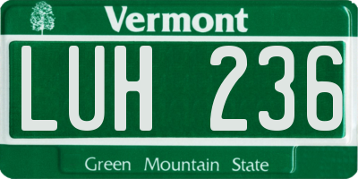 VT license plate LUH236
