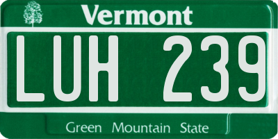 VT license plate LUH239