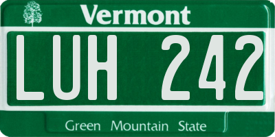 VT license plate LUH242