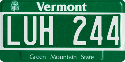 VT license plate LUH244