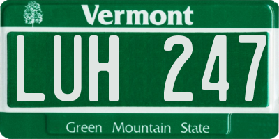 VT license plate LUH247