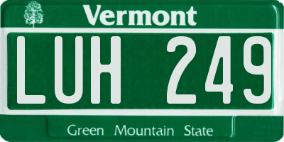 VT license plate LUH249