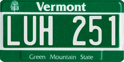 VT license plate LUH251