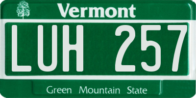 VT license plate LUH257