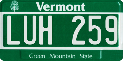 VT license plate LUH259