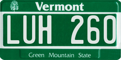 VT license plate LUH260