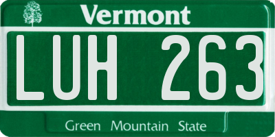 VT license plate LUH263